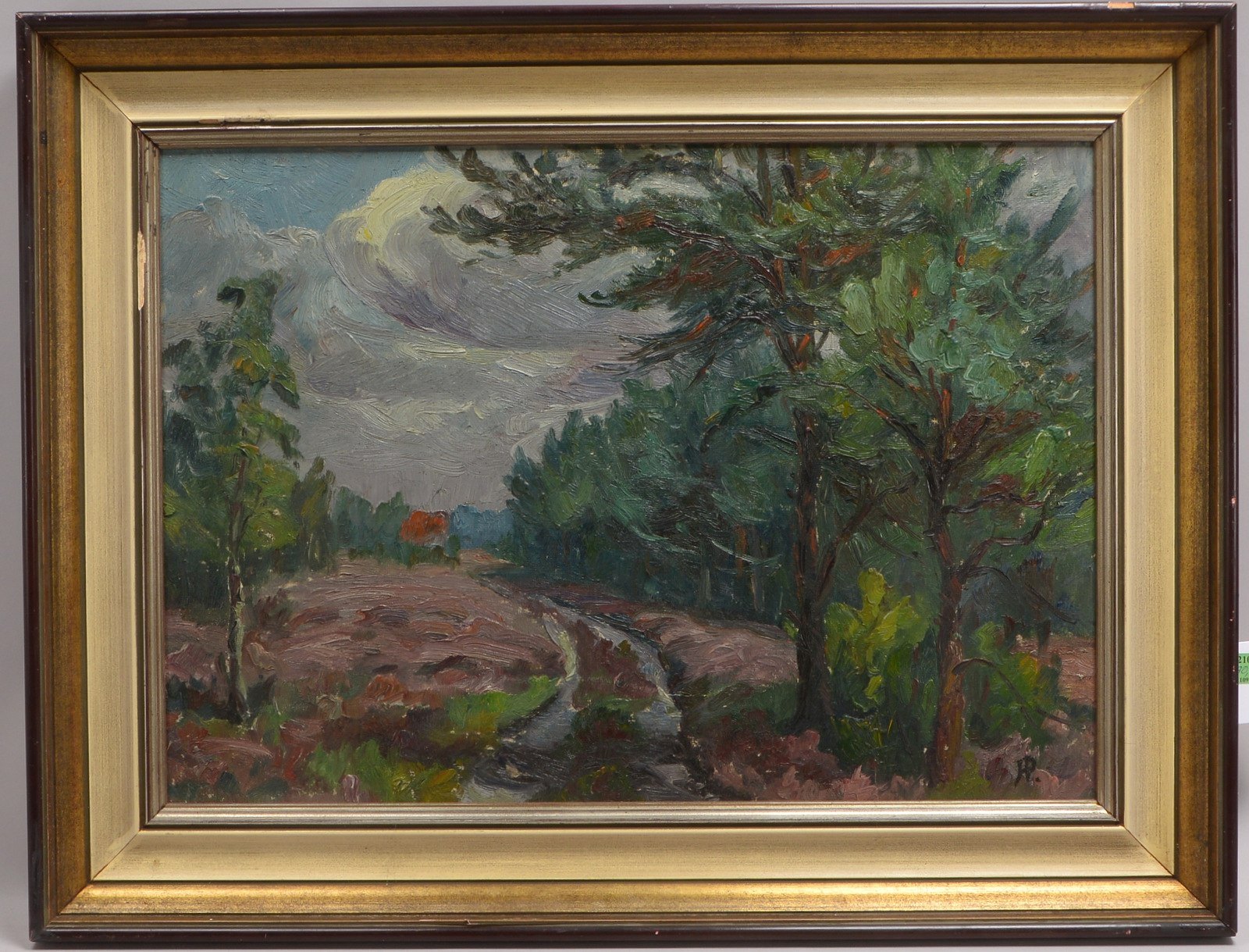 Monogrammist HP(?), 'Waldlandschaft mit Bach', Öl auf Platte, unten re. monogr.