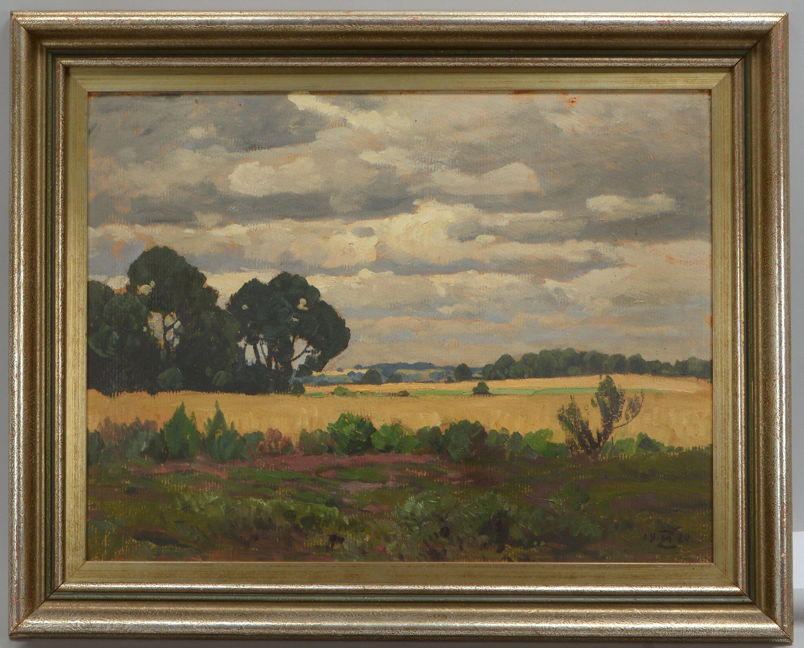 Monogrammist, 'Gewitterwolken über Landschaft', Öl/Hartfaser, monogr./dat. '1920'