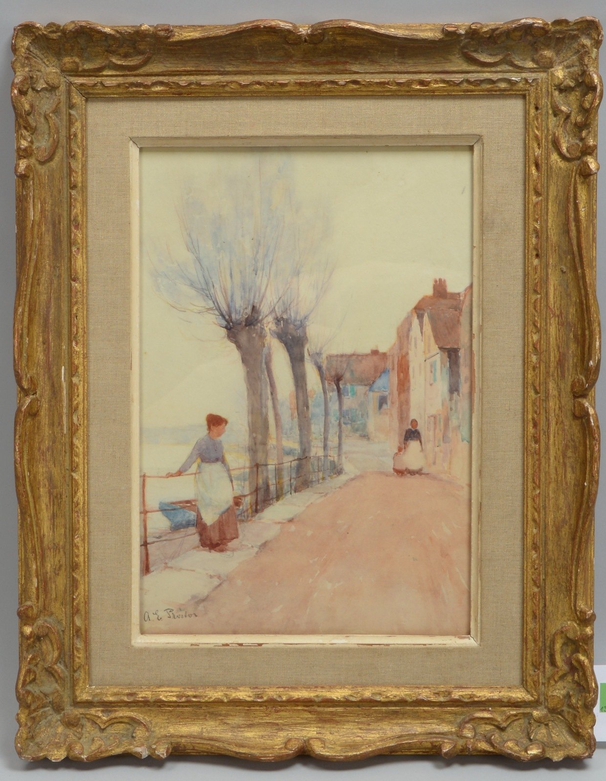 Proctor, Adam Edwin, 'Dorfszene mit Frauen', Aquarell auf Papier, unten li. sign.