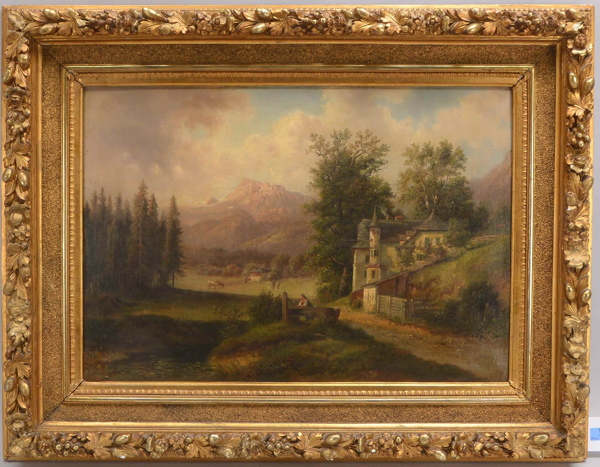 Gemälde (19. Jh.), 'Alpenlandschaft', Öl/Lw, unten mittig/re. signiert 'Devieux'