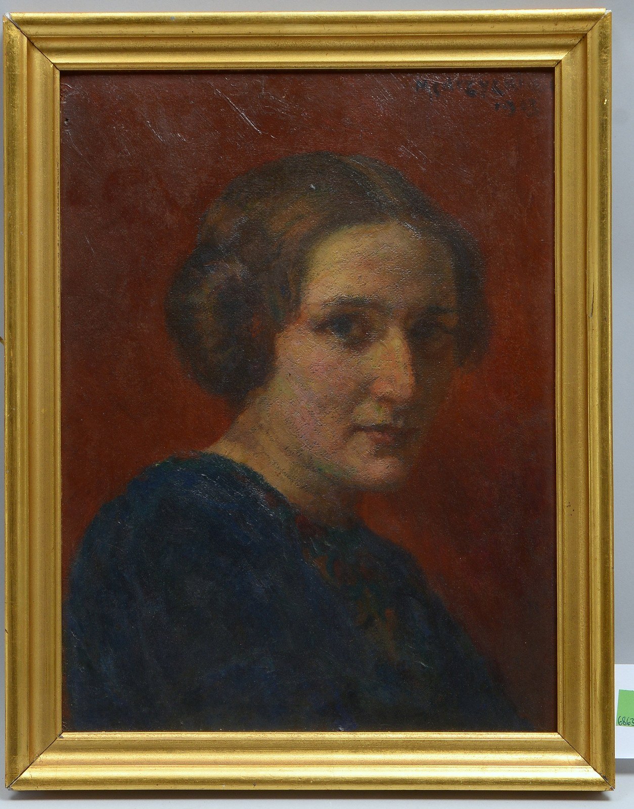 Gemälde, 'Portrait einer jungen Frau', Öl auf Platte, oben rechts signiert/dat. '1903'