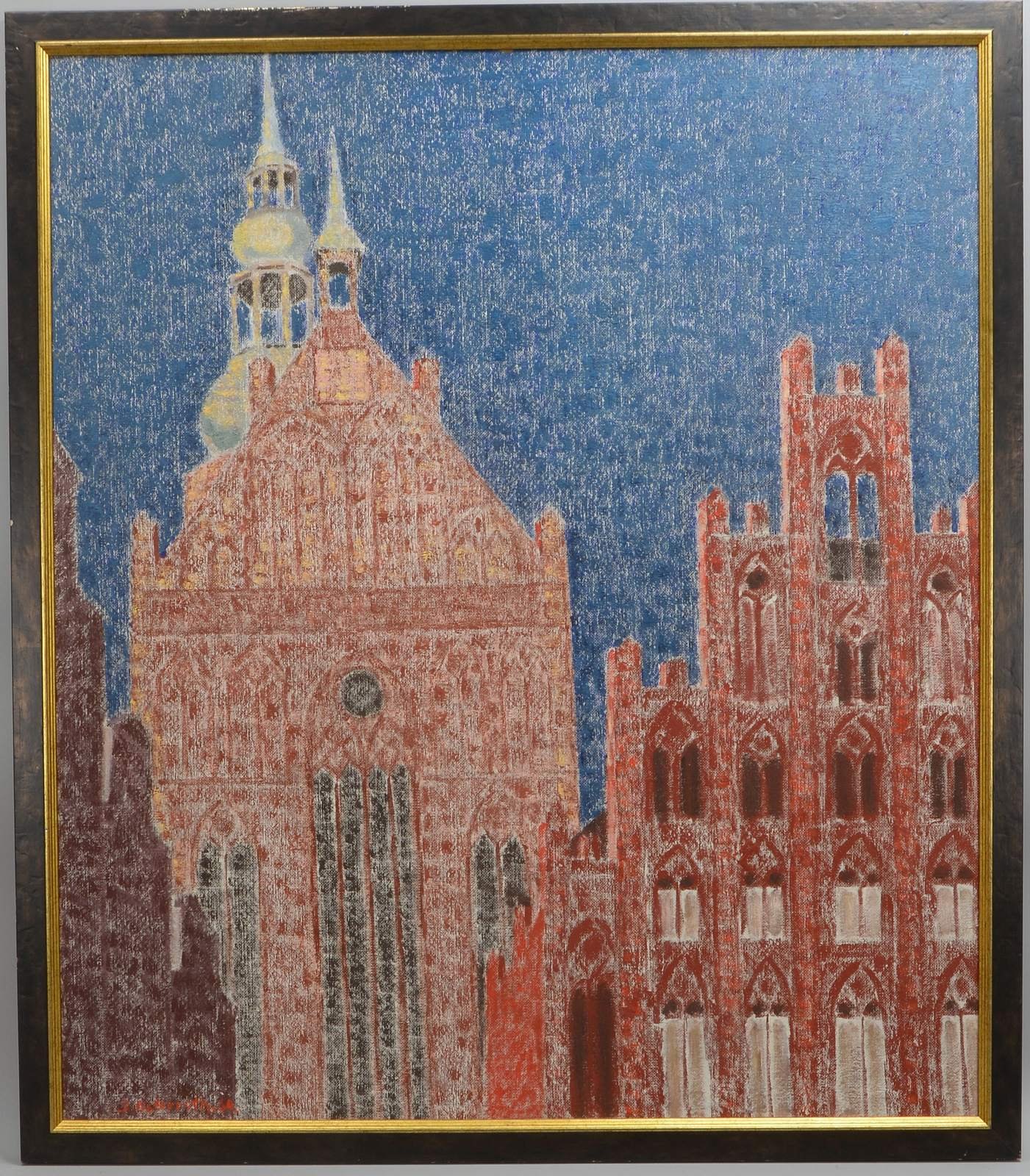 Osterroth, Jakob Georg, 'Greifswald', Öl/Platte, unten li./verso sign. - Großformat