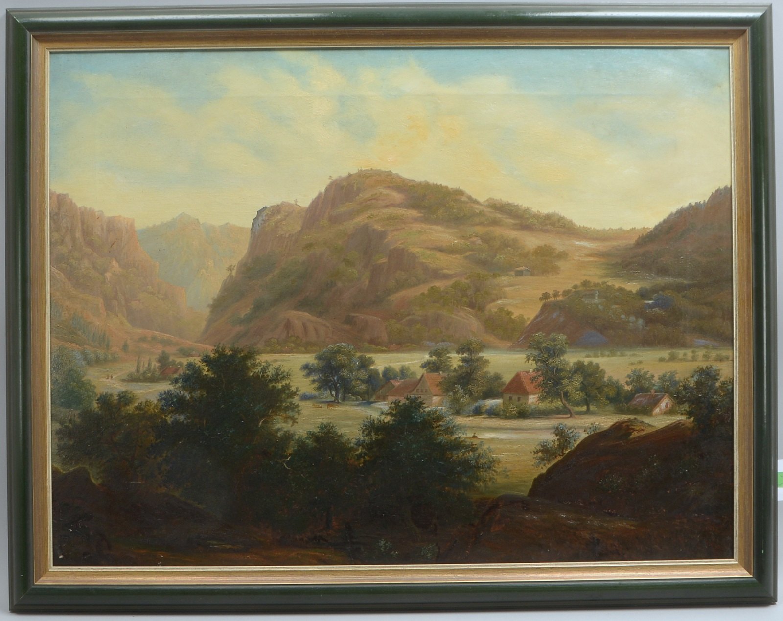 Gemälde, 'Romantische Landschaft', Öl/Lw, unsign.; Rahmenmaße 80 x 103 cm