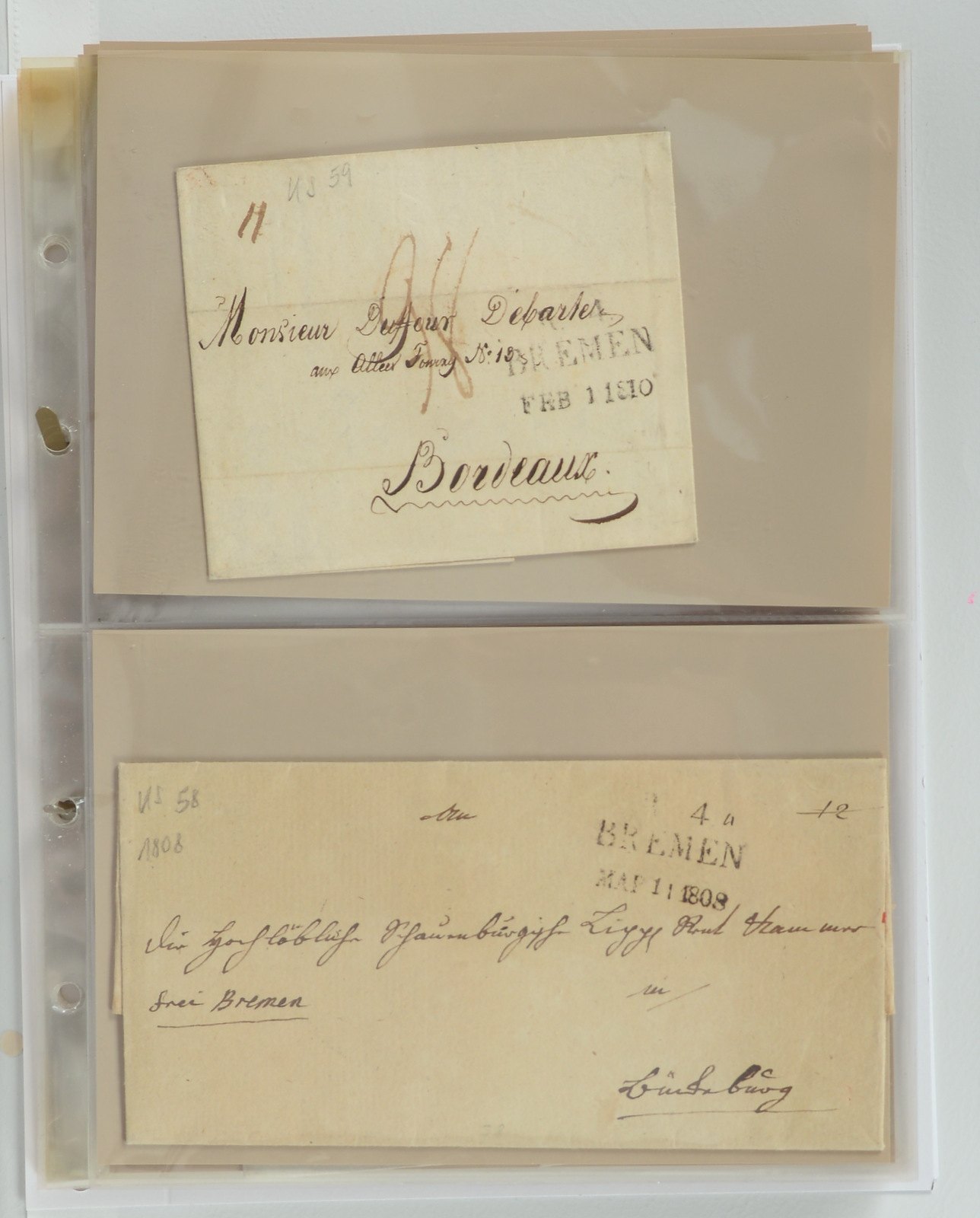 Sammlung vorphilatelistischer Briefe, ca. 1807 - 1867: Bremer Postämter, 32 Originalbriefe