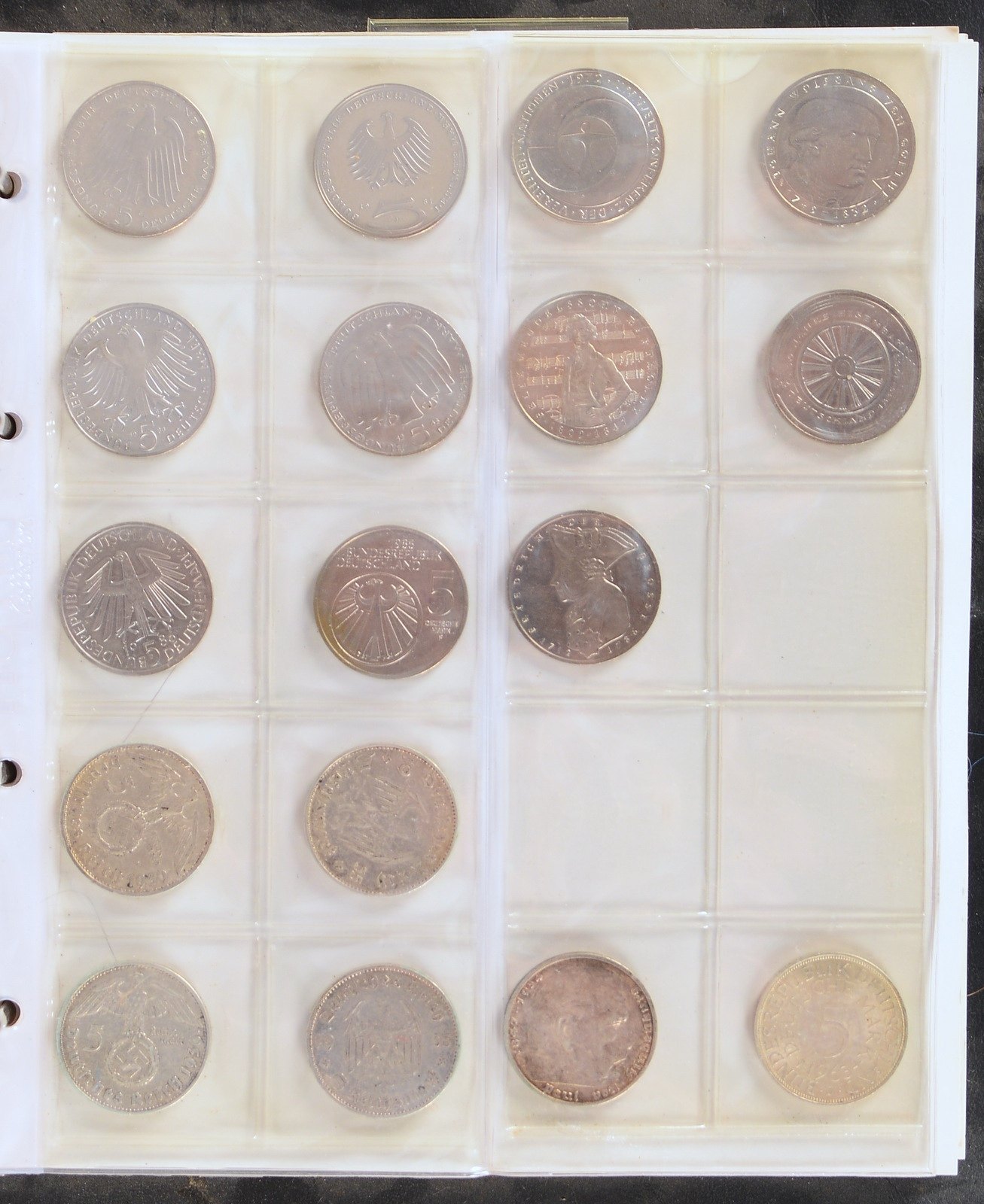 Kl. Münzsammlung, überw. Silber: '5 DM'-/'10 DM', dazu einige '5 Mark' ('III. Reich')