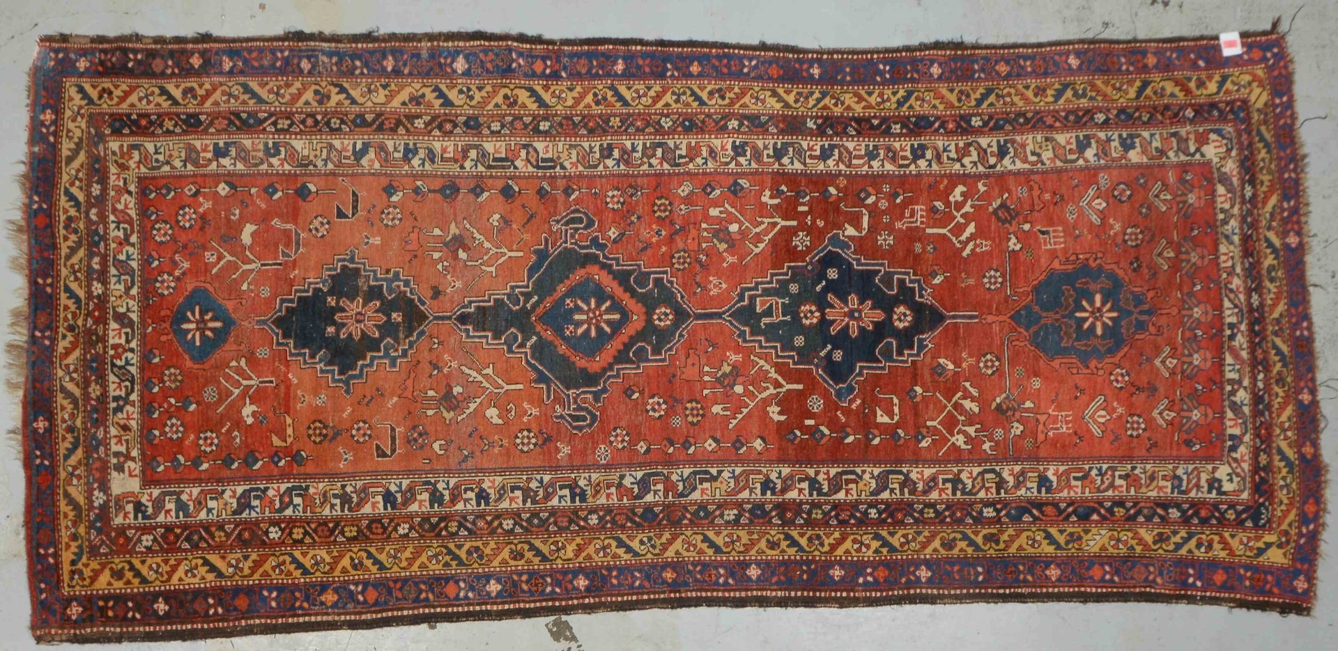 Antiker Orientteppich (wohl Südwestpersien), Wolle auf Wolle, mittelfeine Kn.