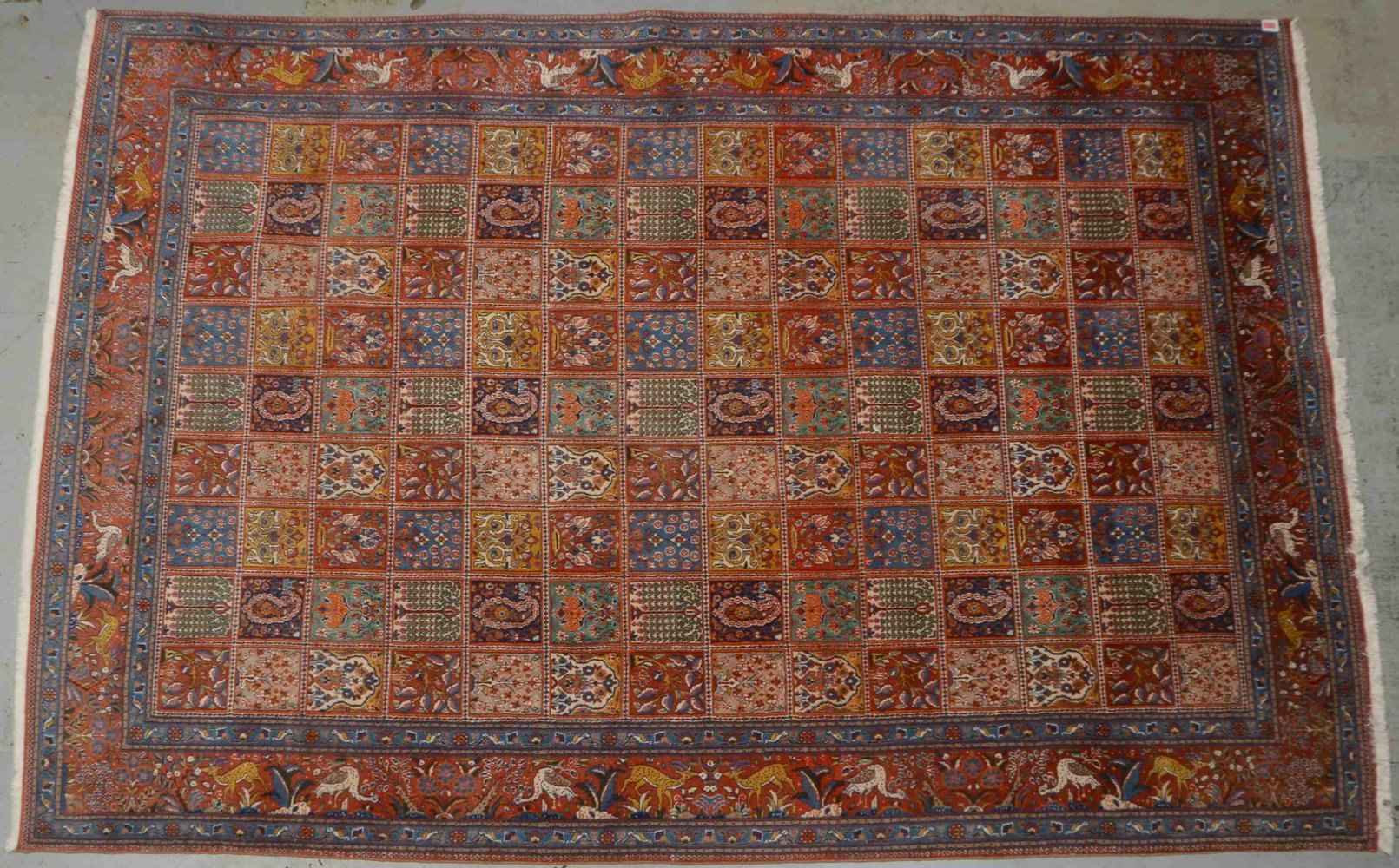 Birdjand, mittelfeine bis feine Kn., ringsum komplett, Feldermuster, Flor in gutem Zust.