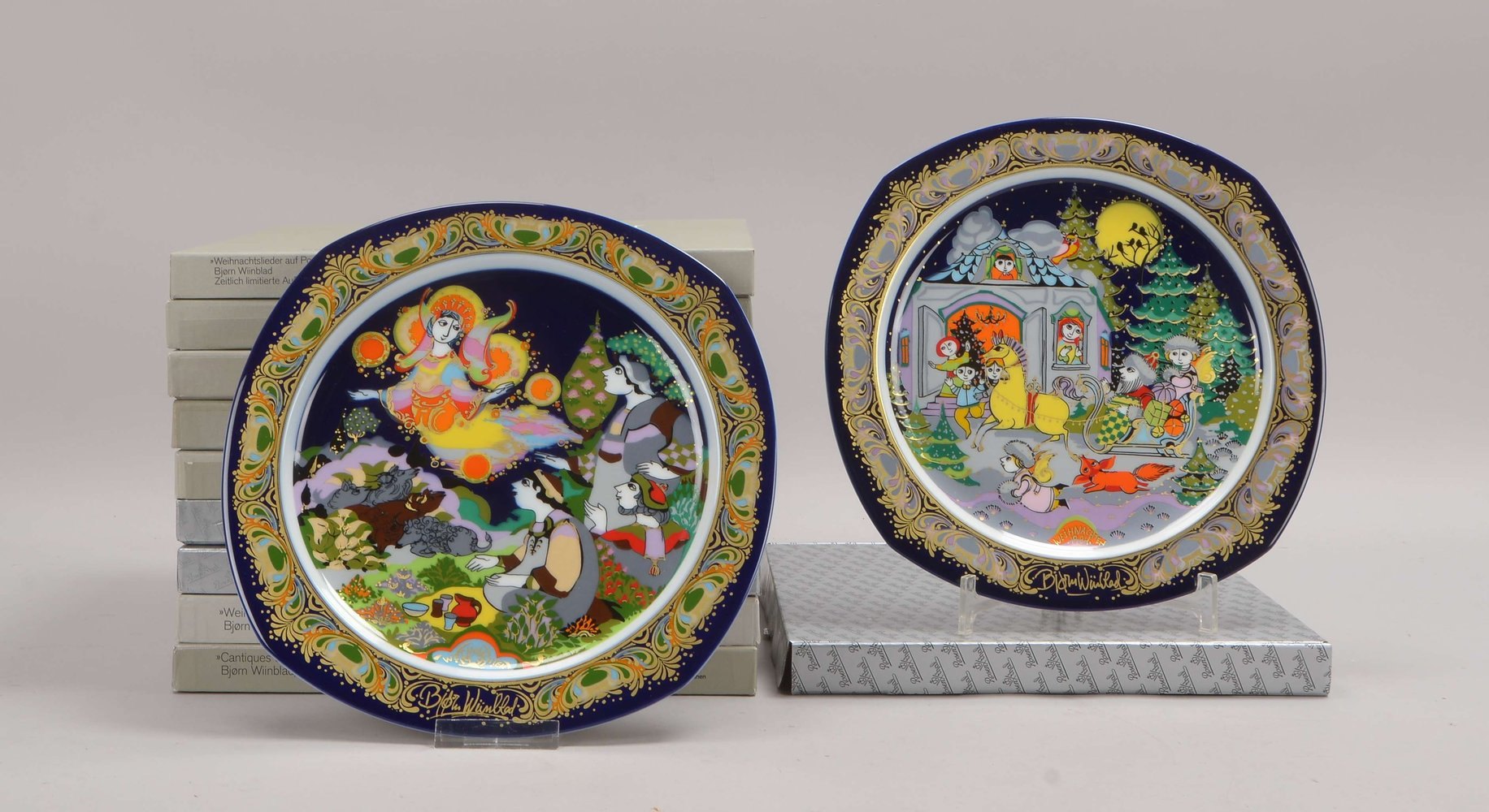 Rosenthal, 12 'Weihnachtsteller' ('Limitierte Kunstreihen'), Entw. Björn Wiinblad
