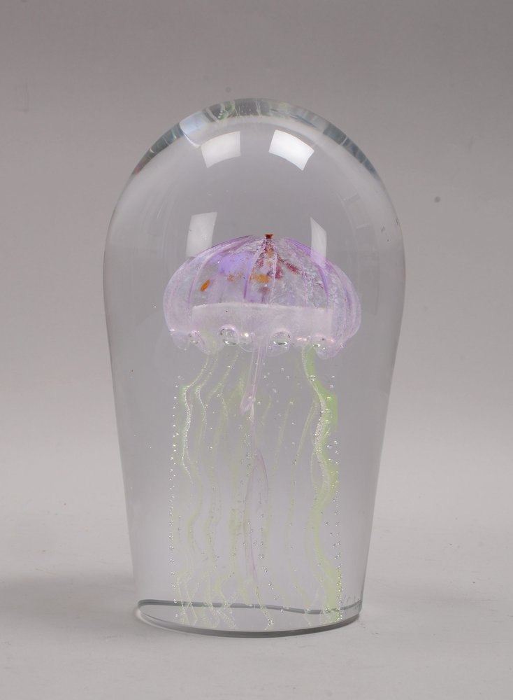 Glasskulptur, mit figürlichem Einschluss, 'Qualle', signiert - schwere Ausf.!; Gew. ca. 4 kg