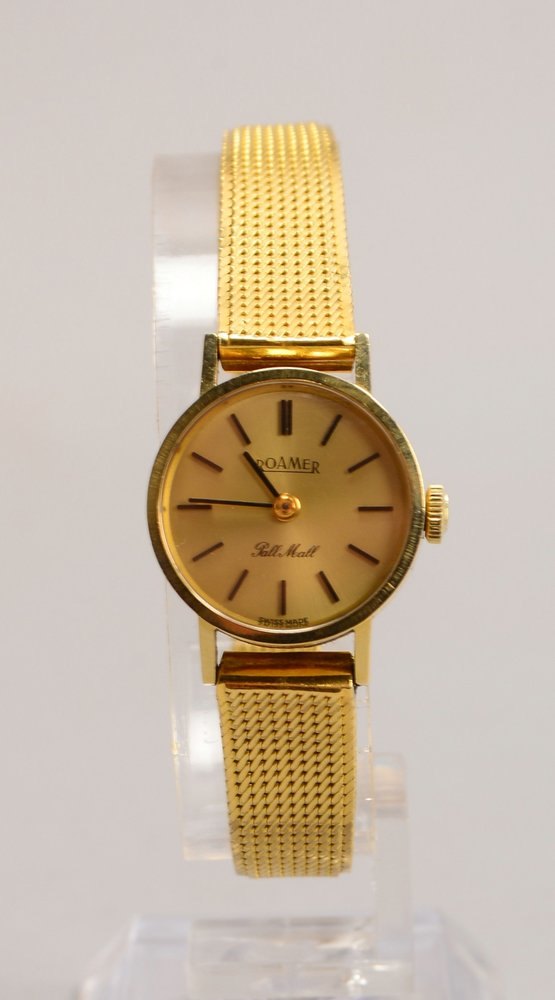 DAU 'Roamer', 585 GG-Gehäuse an 750 GG-Armband, Handaufzug - läuft an; Gew. 32 g