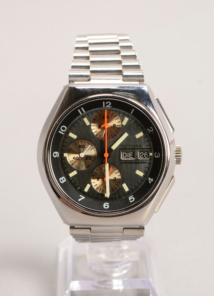 HAU Tutima, 'Military Chronograph', Automatik, Edelstahl-Gehäuse und Armband
