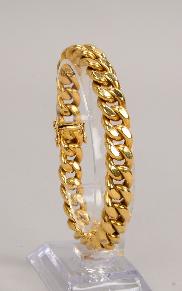 Panzerarmband, 750 GG (gest.), mit Steckschließe; Länge 20 cm, Gew. 25 g