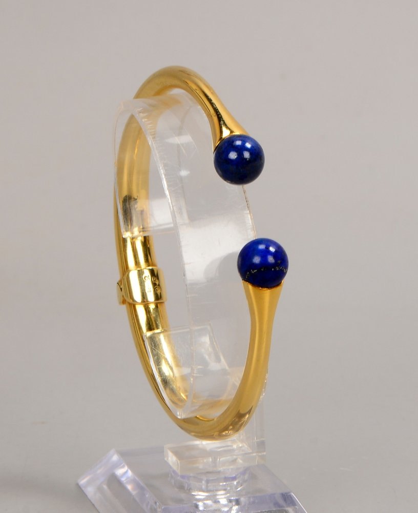 Armspange, 585 GG (gest.), mit 2-fachem Lapislazuli-Besatz, Steine im Kugelform