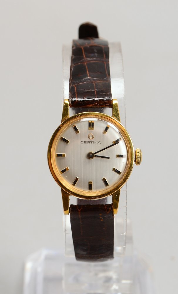 DAU Certina, Handaufzug, Stahlgehäuse an Lederarmband - läuft an; Ø 20 mm