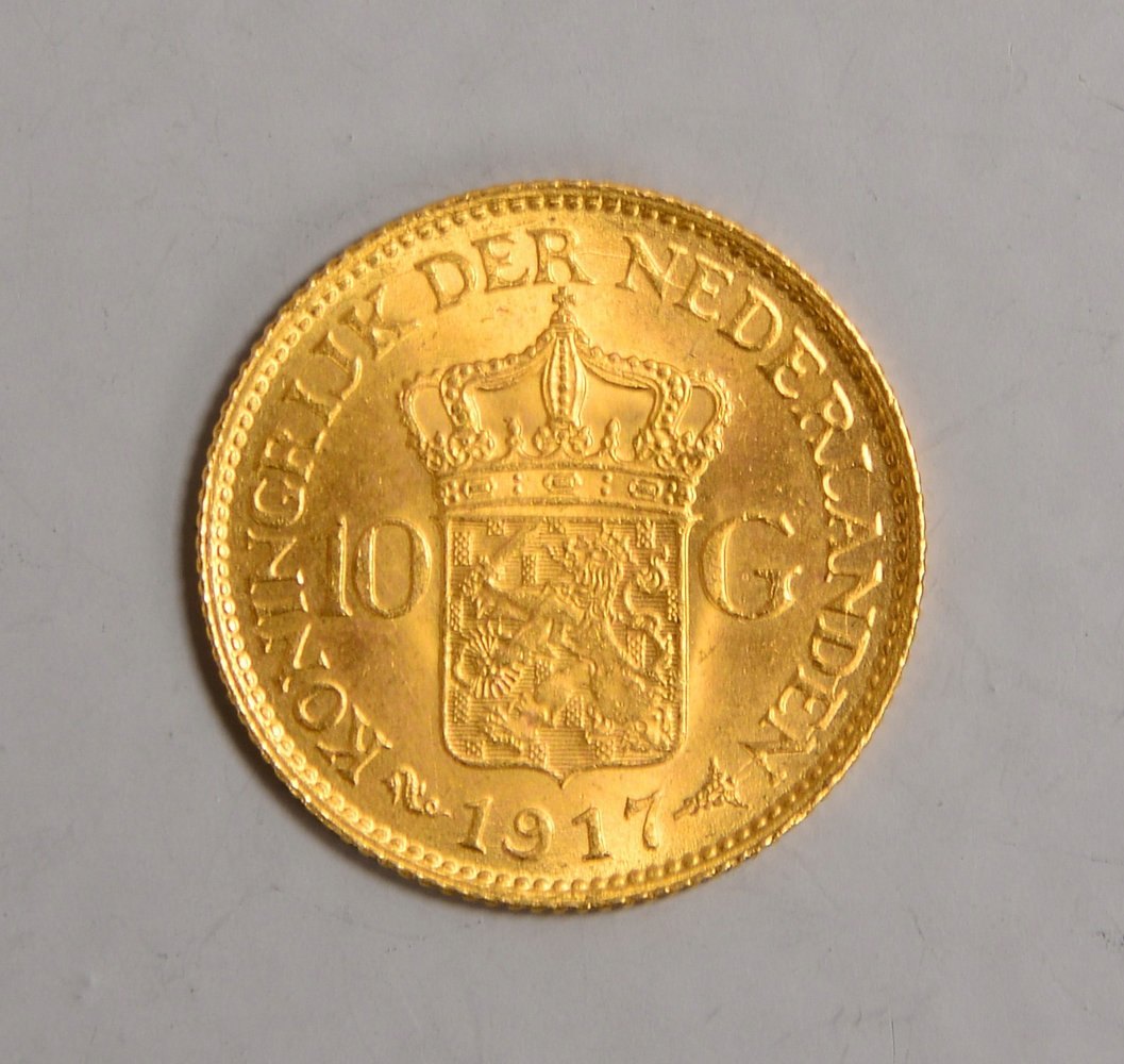 Goldmünze (Niederlande), '10 Gulden, 1917', 900/000 Gold; Gewicht 6,73 g
