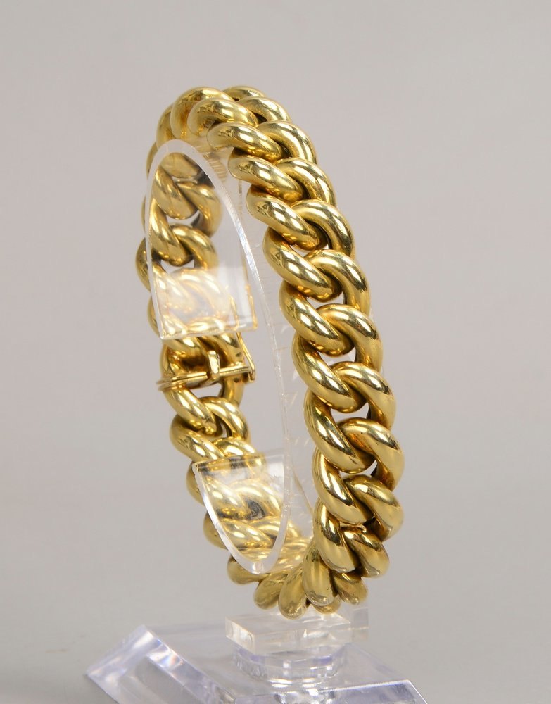 Panzerarmband, 585 GG (gest.), mit Steckschließe; Länge 18,5 cm, Gew. 28 g