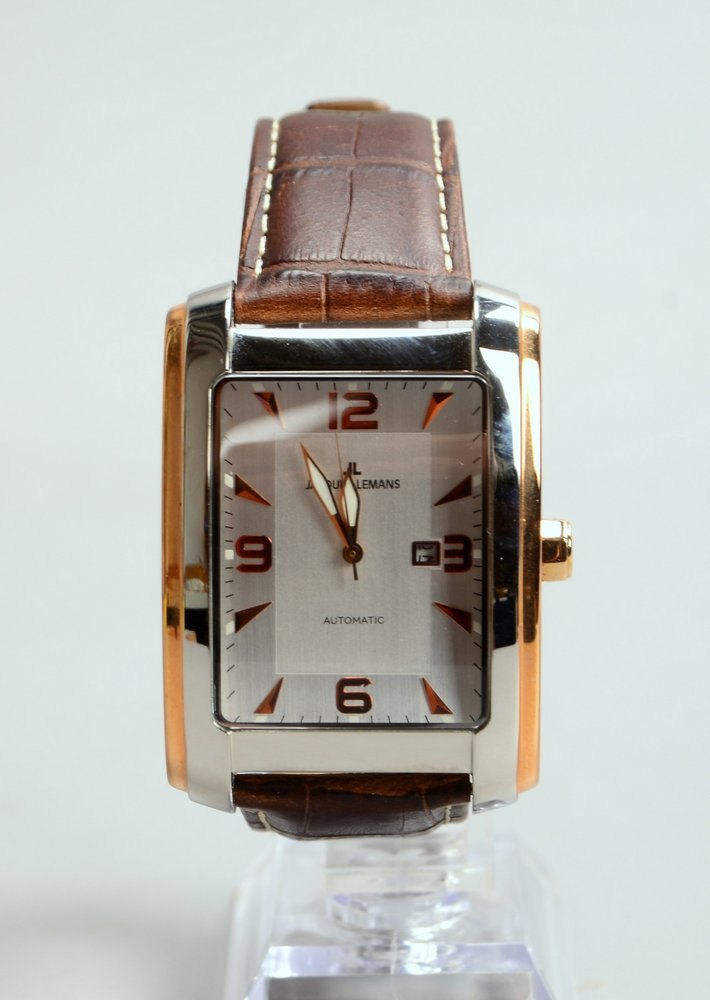 HAU Jacques Lemans, Edelstahl-Gehäuse an Lederarmband, Automatik, wie neu