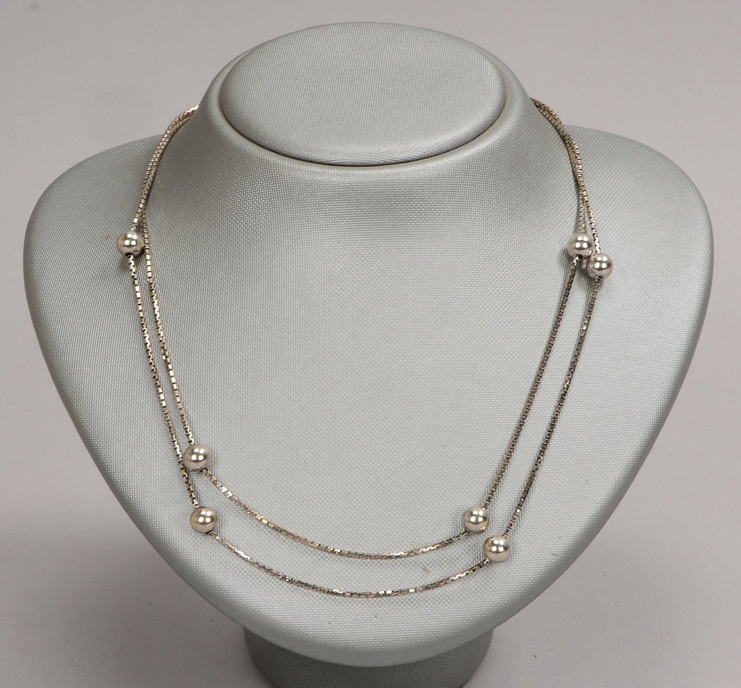 Halskette/Veneziakette, 333 WG (gest.), mit 9-fachem Kugelbesatz; Gew. 16,20 g