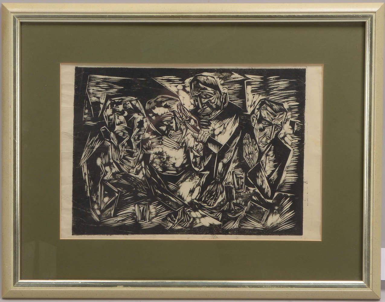 Kirchner, E. L. (zugeschr.), 'In der Kneipe', Holzschnitt auf Japan/ger., unsign.