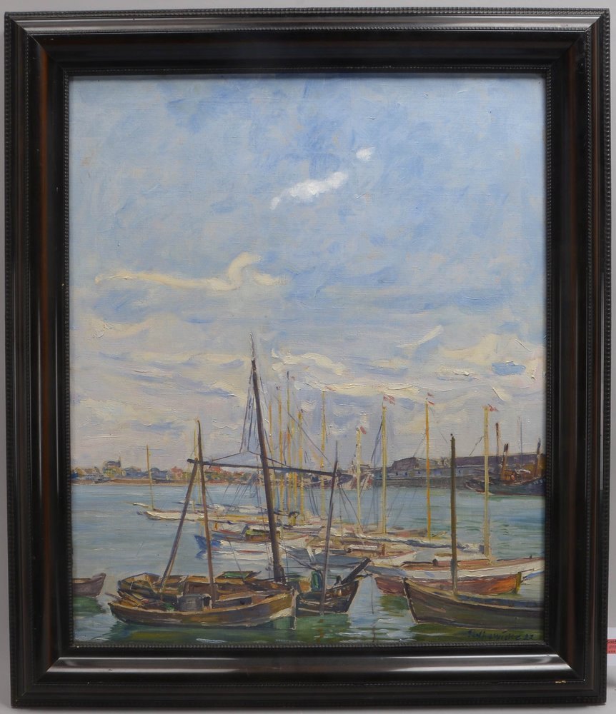 Wilke, Paul Ernst, 'Yachthafen in Bremerhaven', Öl/Lw, unten re. sign./dat. (19)'22'