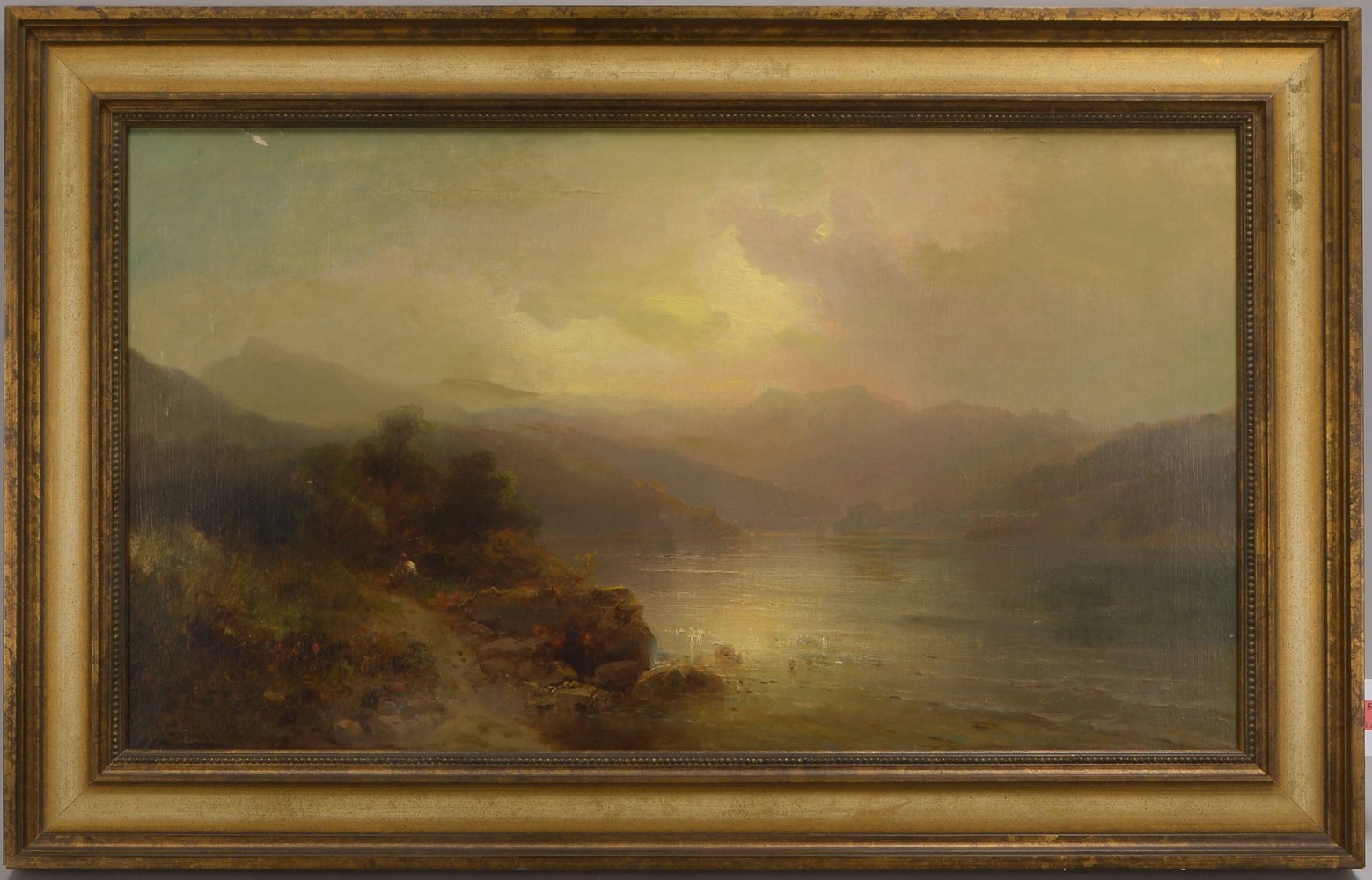 Krause, Franz Emil, 'Romantische Seenlandschaft bei Nacht', Öl/Lw, unten links sign.