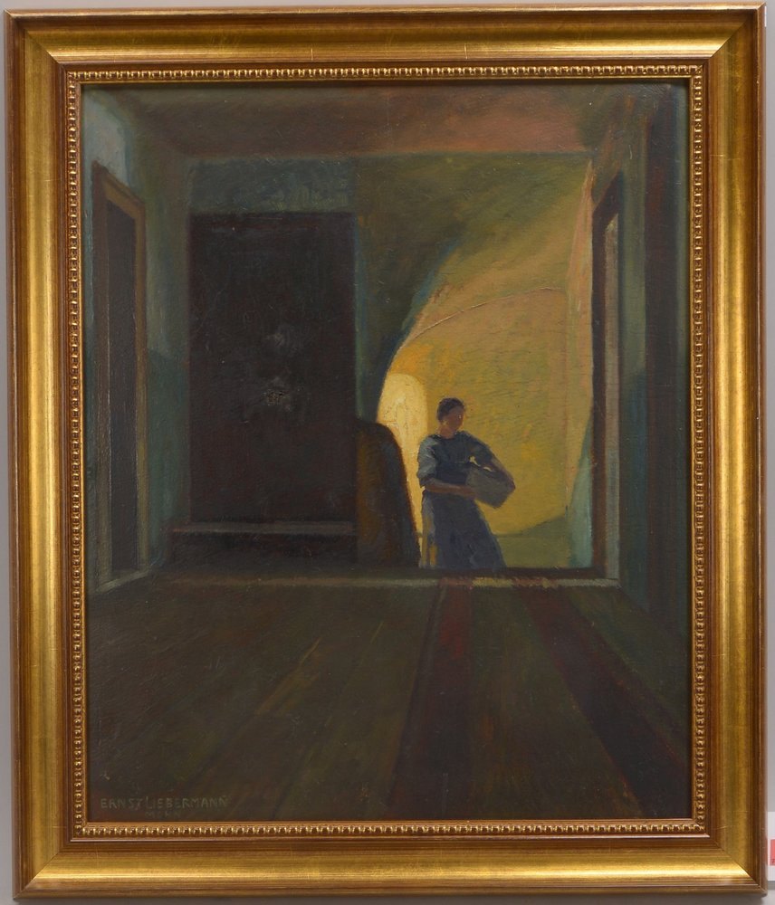 Liebermann, Ernst, 'Die Magd', Öl/Malkarton, sign./ortsbez., verso sign./bet.