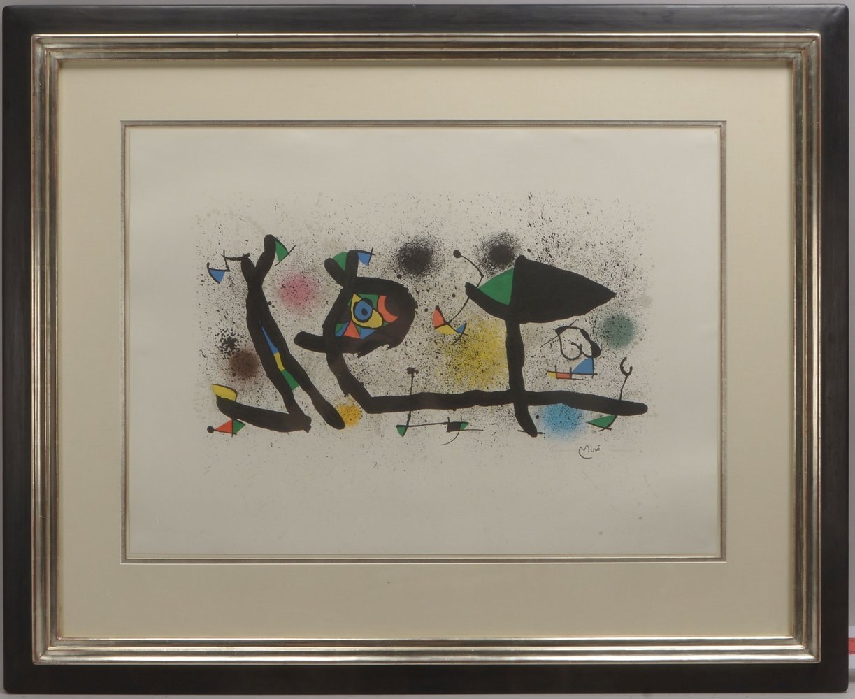 Miró, Jean, 'Farbkomposition', Lithografie, unter Passepartout hinter Glas gerahmt