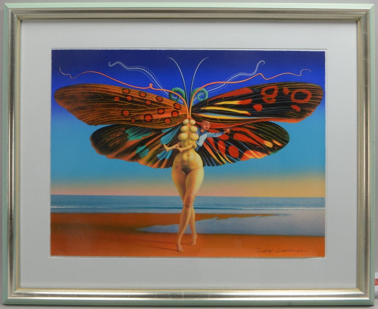 Hausner, Rudolf, 'Schmetterlingsfrau/Baum der Lüste', Farbserigrafie, '76/300', sign.