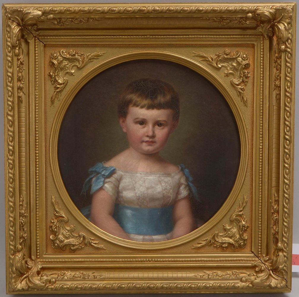 Paul, Heinrich, Biedemeier-Portrait, 'Mädchen', Öl/Lw, ovaler Ausschnitt