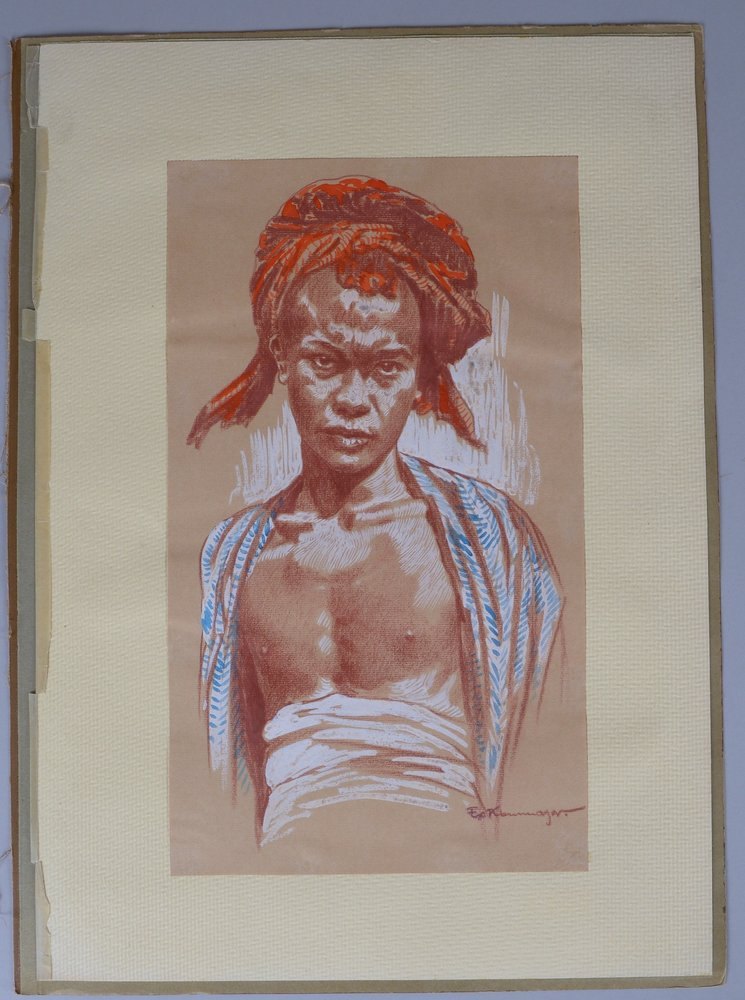 Kienmayer, Franz, 'Portrait eines Afrikaners', Zeichnung/Gouache, sign.; Maße 39 x 22 cm