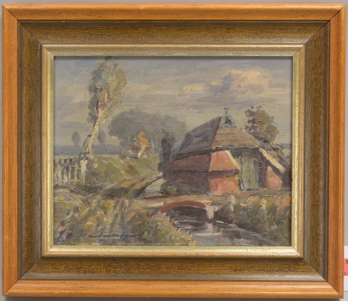 Hartenberger, Erwin, 'Bauernhaus am Torfgraben', Öl/Lw, unten links sign.