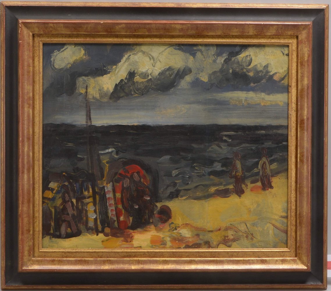 Gemälde, 'Ostsee-Strandszene', Öl/Lw, unsigniert; Bildmaße 50 x 60 cm