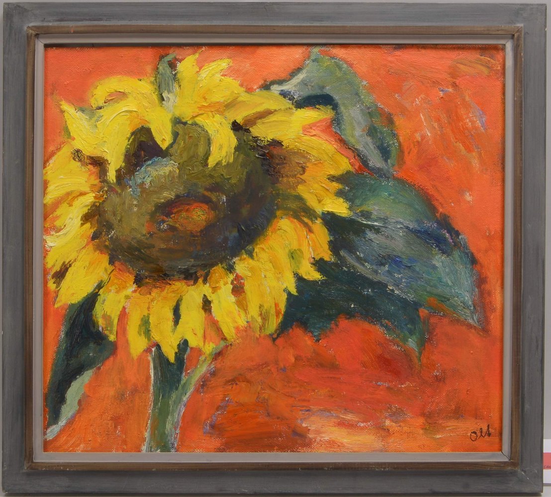 Oltmanns, Willy, 'Sonnenblume', Öl auf Hartfaser/gerahmt, unten rechts signiert