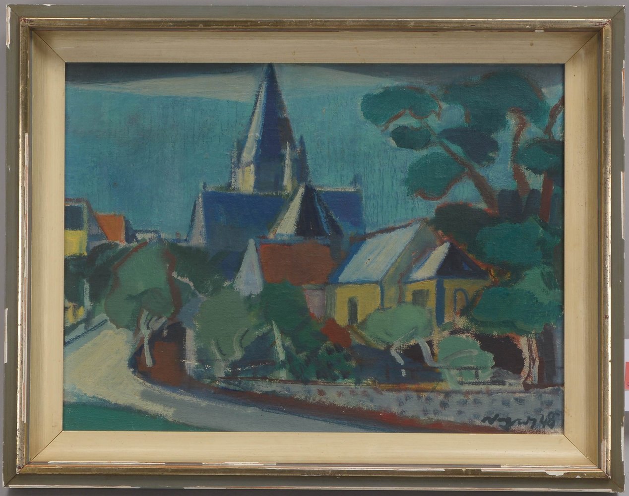 Neyers, Kurt, 'Dorfansicht', Öl/Lw, unten re. sign./dat. (19)'48'; Bildmaße 29,5 x 39,5 cm