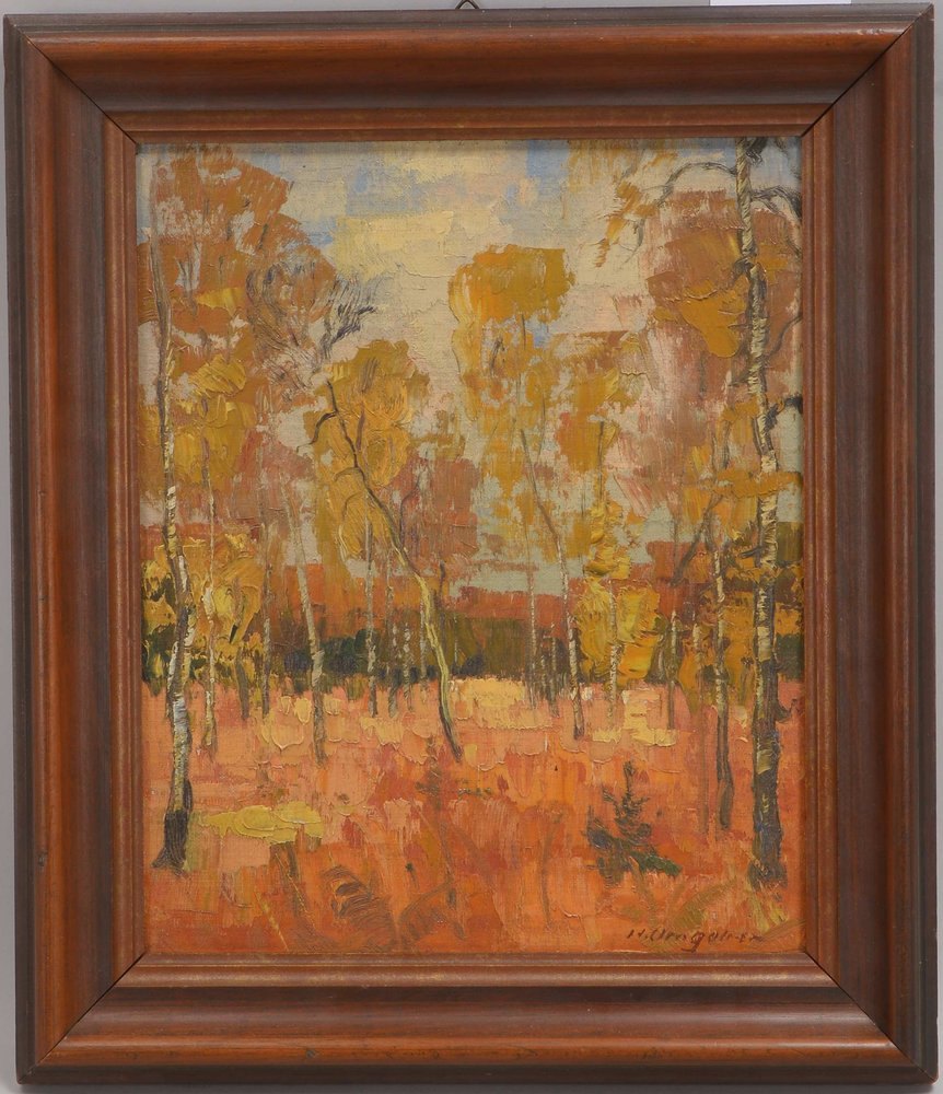 'Herbstlandschaft', Öl/Lw, auf Malkarton aufgezogen/gerahmt, unten rechts signiert