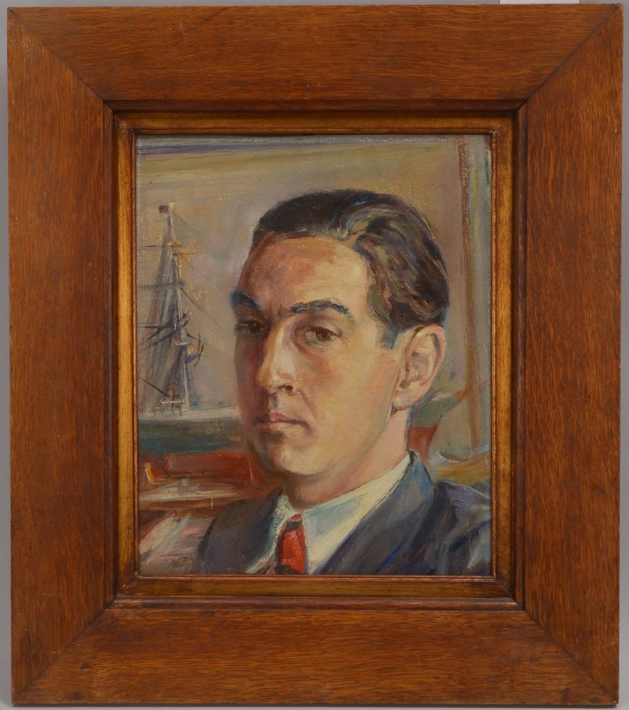 Reimer, Tom, 'Portrait des Reeders Peter Rickmers', Öl auf Holz/gerahmt, unsigniert
