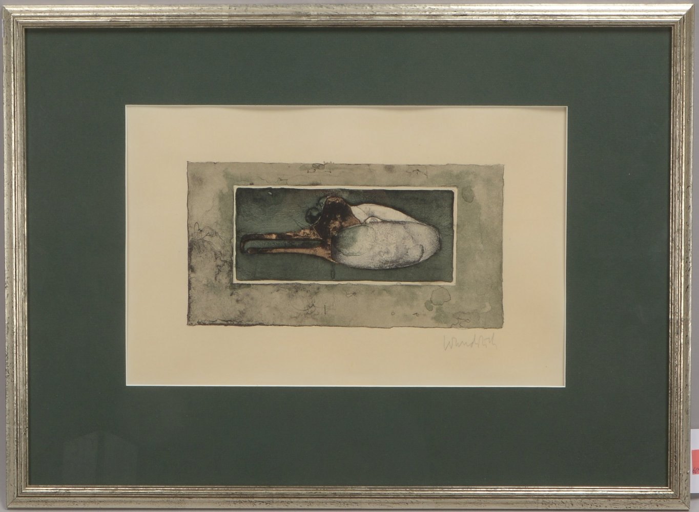 Wunderlich, Paul, 'Schwanenkopf', Farblithografie, unter Passepartout hinter Glas