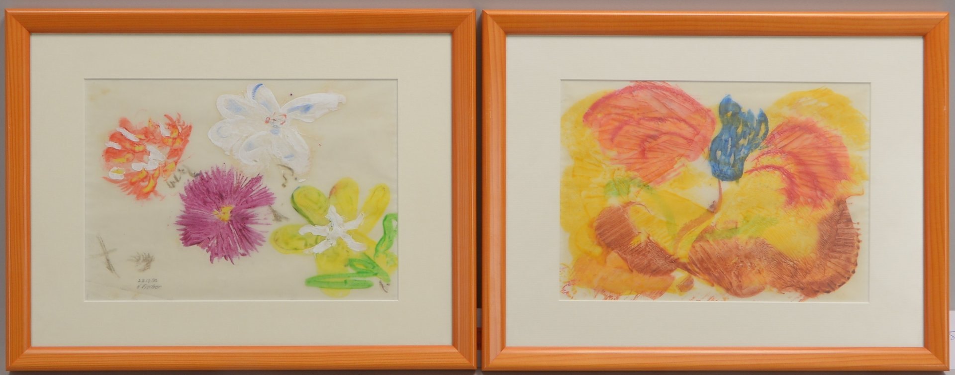 Fischer, H.(ans?), 2 Mischtechniken: 1x sign./dat., 1x zugeschr., jeweils unter PP hinter Glas
