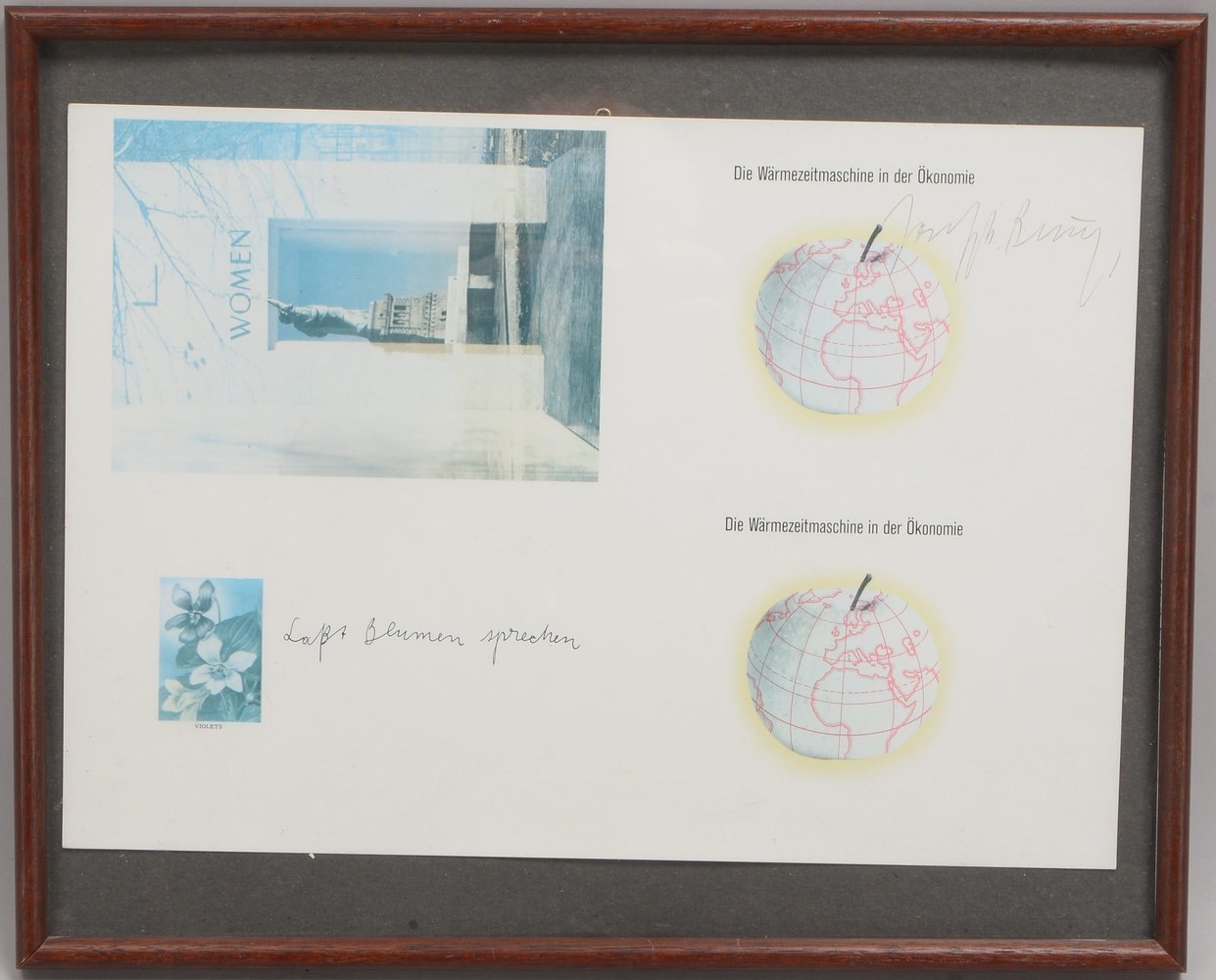 Beuys, Joseph, 'Lasst Blumen sprechen', Offsetdruck - Postkartenbogen, sign./bet., hinter Glas