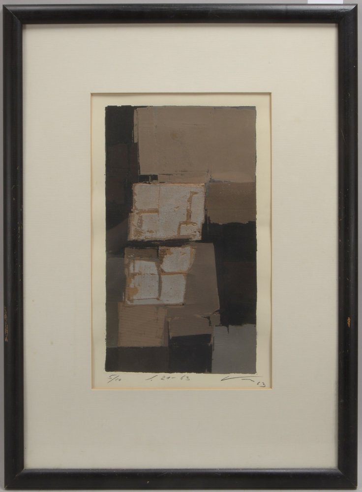 Voss, Hans, 'Abstrakte Komposition', Farbserigrafie, numm., sign./dat., hinter Glas