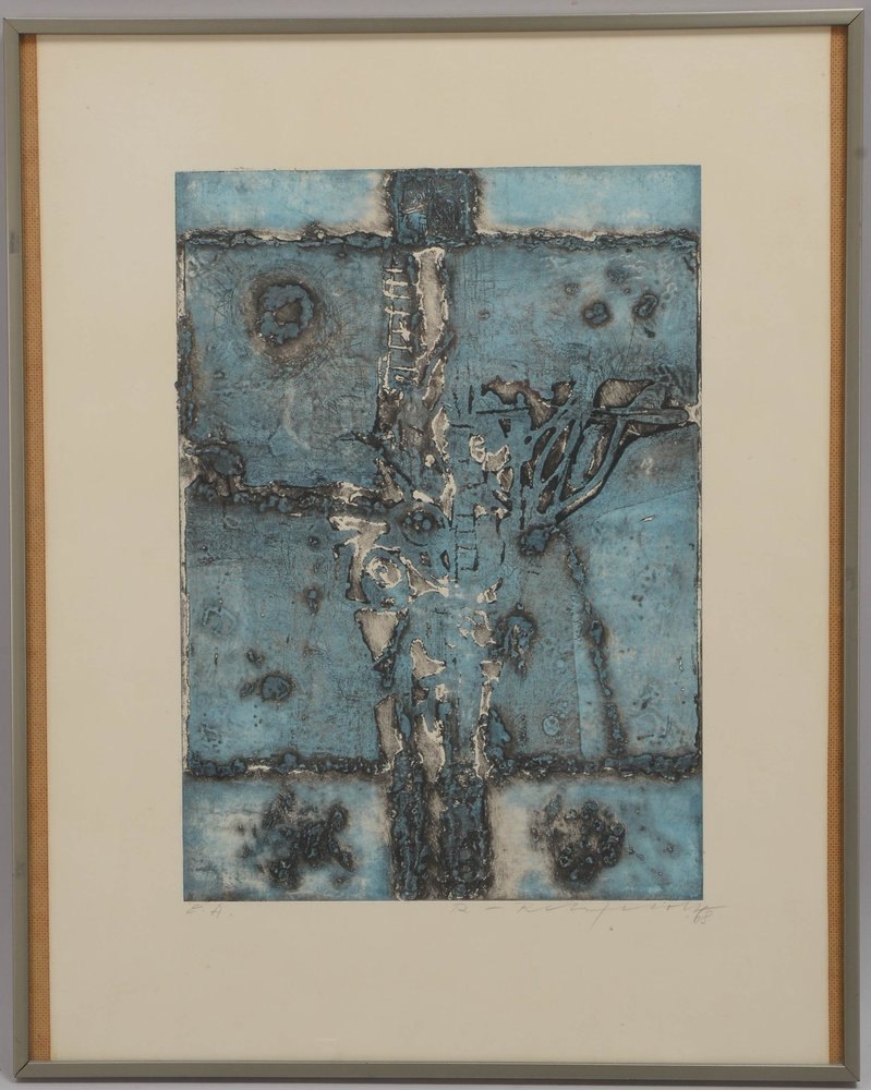 Rehfeldt, Robert, 'Farbkomposition', Radierung, sign./dat., hinter Glas gerahmt