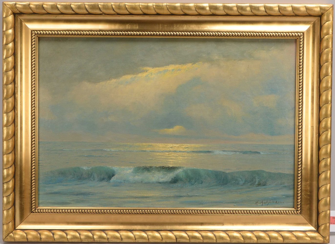 Kuhlmann, Herbert(?), 'Brandung bei Sonnenaufgang', Öl/Lw, unten rechts signiert