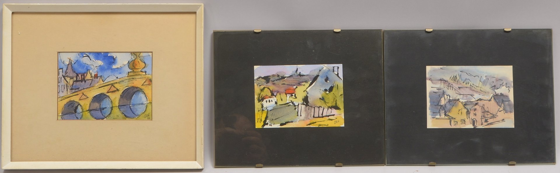 Oltmanns, Willy, 3 Aquarelle, untersch. 'Landschaftsmotive', jeweils signiert und gerahmt