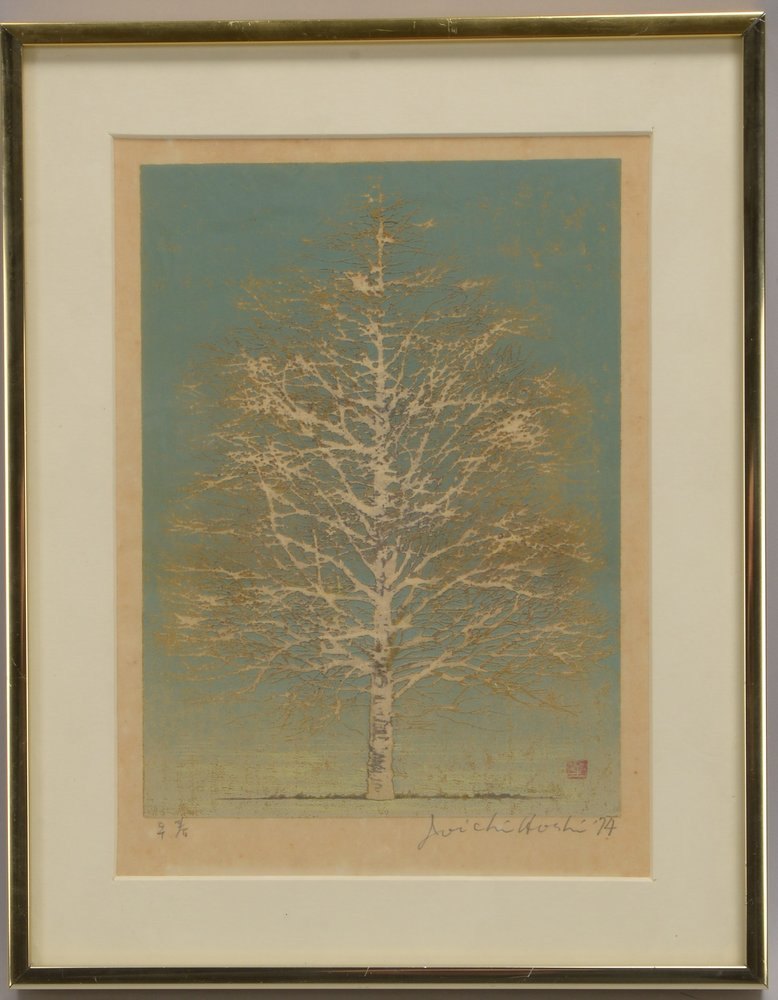 Hoshi, Joichi, 'Japan. Baum', Farbholzschnitt, numm., sign./dat. (19)'74'