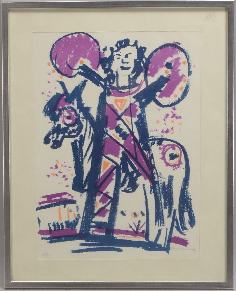 Vordemberge, Friedrich, 'Junge auf Esel', Lithografie, numm. und sign., hinter Glas ger.