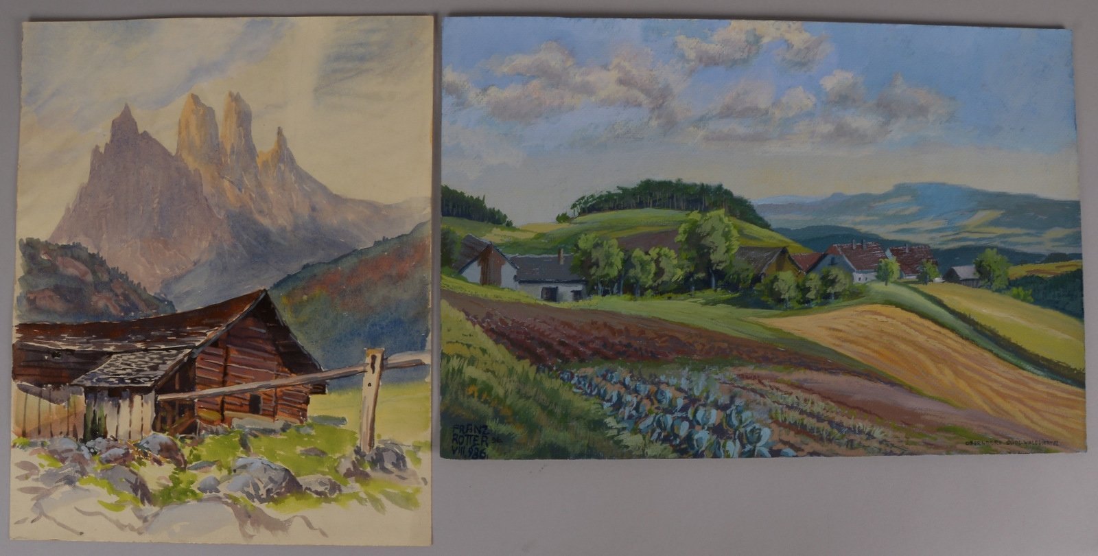 Rotter, Franz, 2 Aquarelle, jeweils sign.: 'Bischofsmütze bei Filzmoos' und 'Oberndorf'
