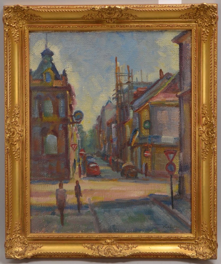 Keller, Herbert, 'Waldstraße in Karlsruhe', Öl auf Jute/gerahmt, unten re. sign.
