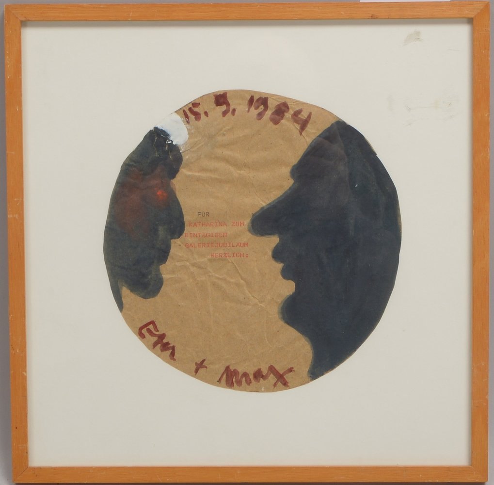 Neumann, Max, Mischtechnik auf Papier, sign./dat. '1984', mit Widmung, hinter Glas ger.