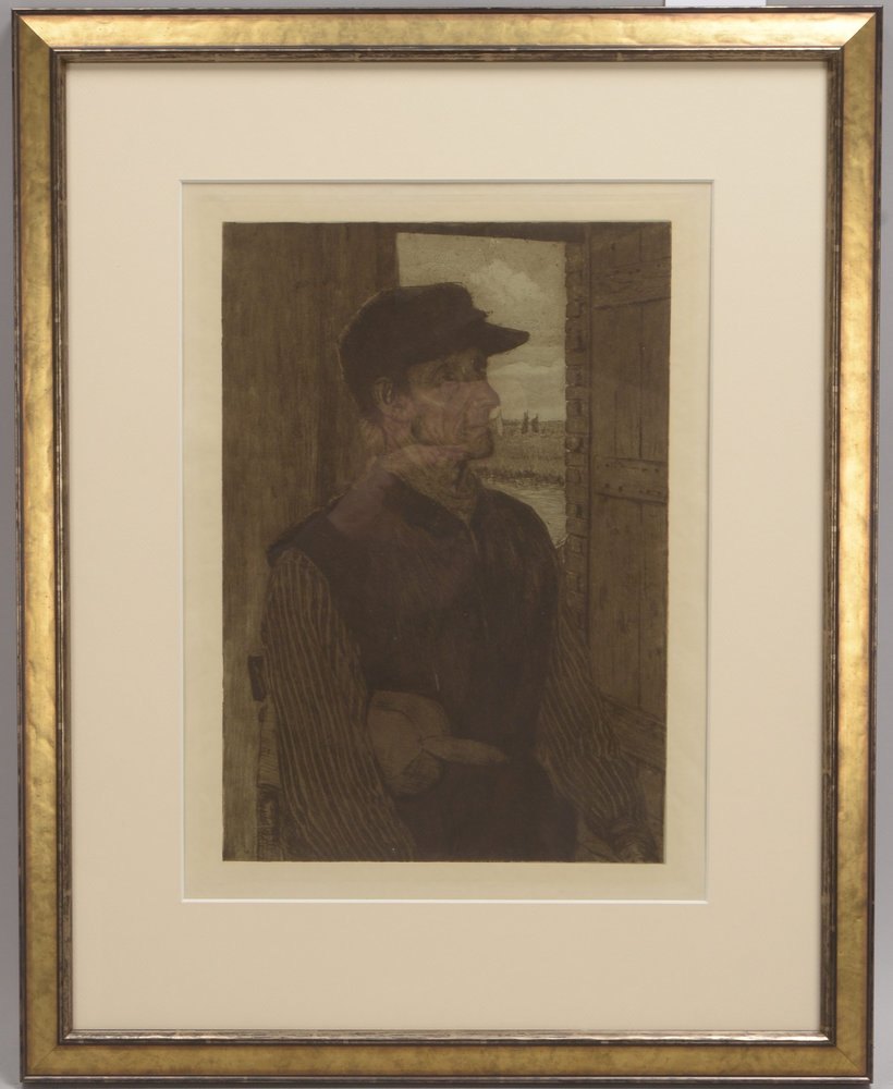 Mackensen, Fritz, 'Jan van Moor', Farbradierung, unter PP hinter Glas ger.