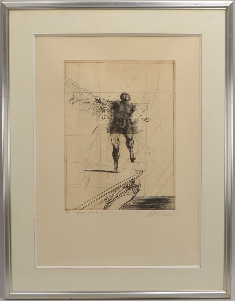 Weisbuch, Claude, 'Monument Pore Icare', Radierung, signiert, Aufl.-Nr. '1/50'